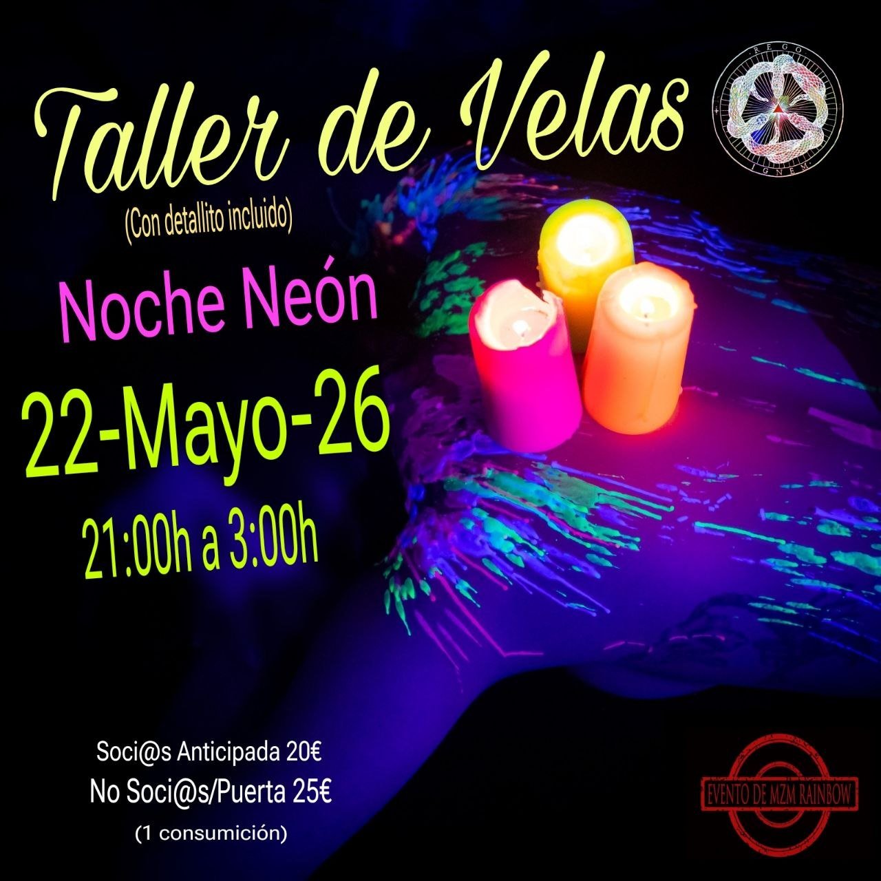 Taller de velas/ fiesta neón